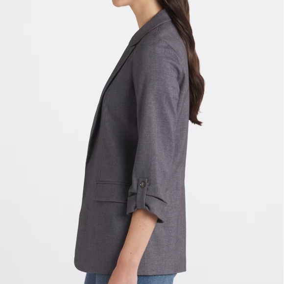 Skies Are Blue Dark Gray Blazer with Notched Lapel Boyfriend Fit, Size XL - Picture 3 of 15